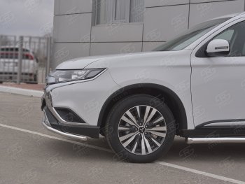 14 749 р. Защита переднего бампера (Ø42 мм, нержавейка) SLITKOFF Mitsubishi Outlander GF 3-ий рестайлинг (2018-2022)  с доставкой в г. Самара. Увеличить фотографию 3