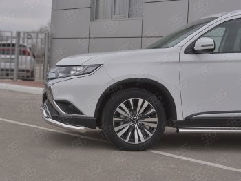 15 599 р. Защита переднего бампера (2 трубы Ø63 и 75х42 мм, нержавейка) Russtal Mitsubishi Outlander GF 3-ий рестайлинг (2018-2022)  с доставкой в г. Самара. Увеличить фотографию 3