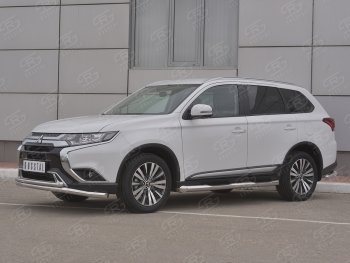 17 549 р. Защита переднего бампера (2 трубы Ø63 и 42 мм, нержавейка) SLITKOFF Mitsubishi Outlander GF 3-ий рестайлинг (2018-2022)  с доставкой в г. Самара. Увеличить фотографию 2
