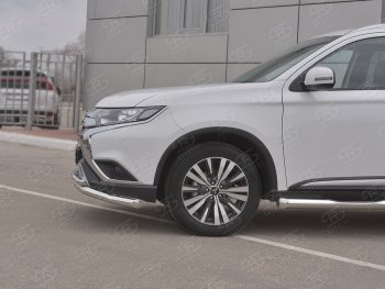 17 549 р. Защита переднего бампера (2 трубы Ø63 и 42 мм, нержавейка) SLITKOFF Mitsubishi Outlander GF 3-ий рестайлинг (2018-2022)  с доставкой в г. Самара. Увеличить фотографию 3