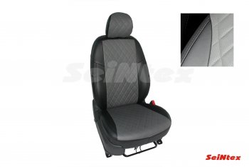 Чехлы для сидений Seintex (экокожа, ромб) Mitsubishi Outlander  GF (2012-2018) дорестайлинг, 2-ой рестайлинг (Черный+серый)
