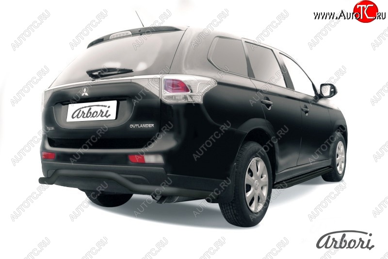 6 929 р. Защита заднего бампера Arbori (длинная, черная, 1 труба d57 mm). Mitsubishi Outlander GF дорестайлинг (2012-2014)  с доставкой в г. Самара