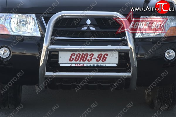 11 969 р. Защита переднего бампера Souz-96 (d60) Mitsubishi Pajero 3 V70 дорестайлинг (1999-2003)  с доставкой в г. Самара