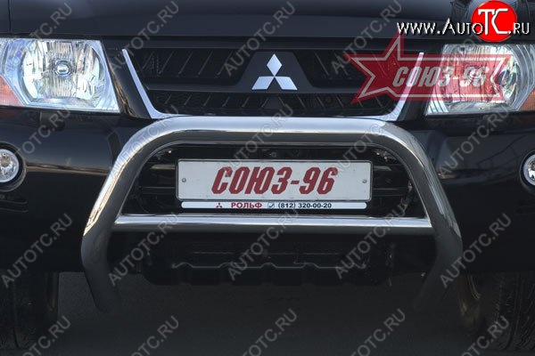 17 099 р. Защита переднего бампера Souz-96 (d76) Mitsubishi Pajero 3 V70 дорестайлинг (1999-2003)  с доставкой в г. Самара