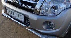 22 999 р. Защита переднего бампера (2 трубыØ76 и 63 мм, нержавейка) SLITKOFF Mitsubishi Pajero 4 V80 3 дв. 1-ый рестайлинг (2011-2014)  с доставкой в г. Самара. Увеличить фотографию 2