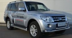 22 999 р. Защита переднего бампера (2 трубыØ76 и 63 мм, нержавейка) SLITKOFF Mitsubishi Pajero 4 V80 3 дв. 1-ый рестайлинг (2011-2014)  с доставкой в г. Самара. Увеличить фотографию 4