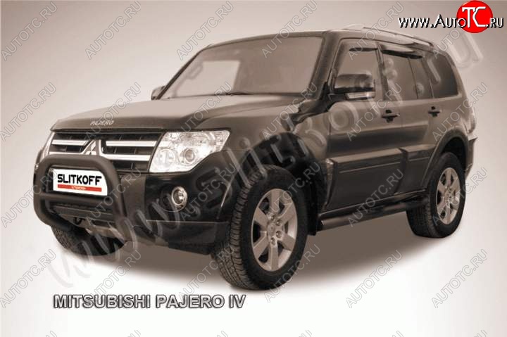 23 599 р. Кенгурятник d76 низкий Mitsubishi Pajero 4 V80 3 дв. 1-ый рестайлинг (2011-2014) (Цвет: серебристый)  с доставкой в г. Самара
