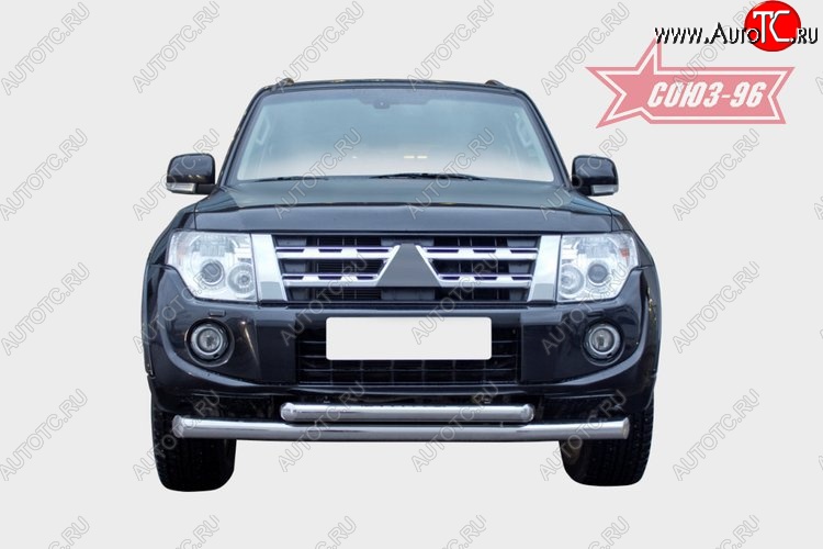 31 859 р. Защита переднего бампера двойная Souz-96 (d76/60) Mitsubishi Pajero 4 V80 3 дв. 1-ый рестайлинг (2011-2014)  с доставкой в г. Самара