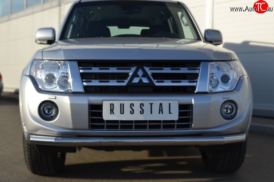 15 999 р. Одинарная защита переднего бампера диаметром 63 мм SLITKOFF Mitsubishi Pajero 4 V80 3 дв. 1-ый рестайлинг (2011-2014)  с доставкой в г. Самара