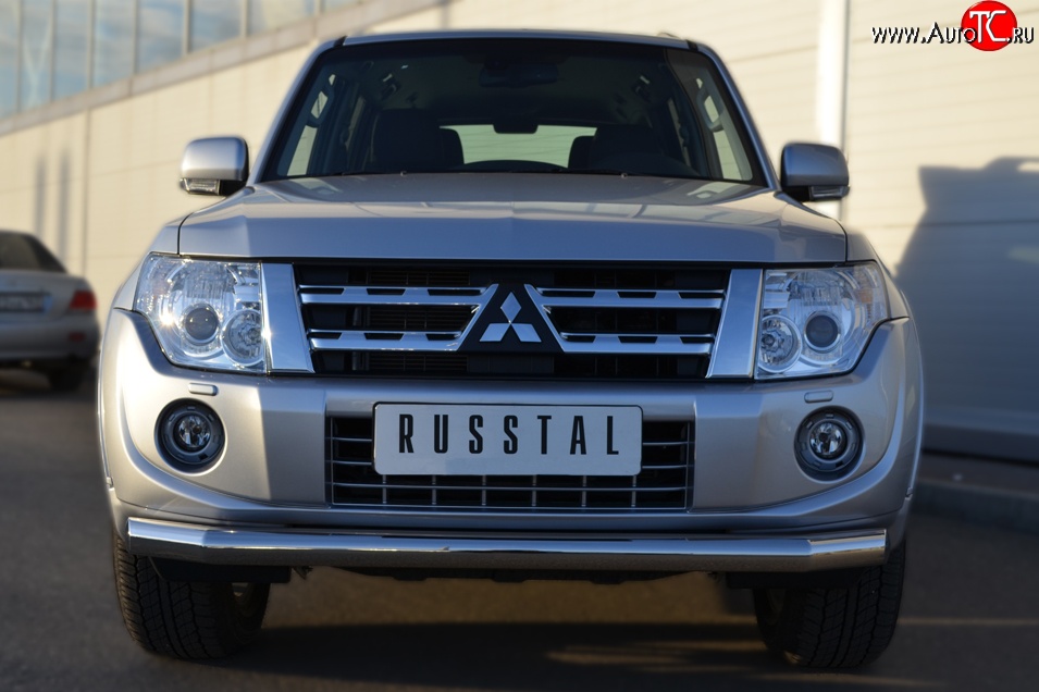 17 599 р. Одинарная защита переднего бампера диаметром 76 мм SLITKOFF Mitsubishi Pajero 4 V80 3 дв. 1-ый рестайлинг (2011-2014)  с доставкой в г. Самара