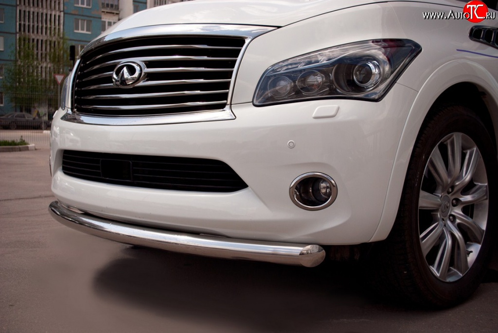 16 899 р. Одинарная защита переднего бампера SLITKOFF 76 мм INFINITI QX56 Z62 (2010-2013) (Неокрашенный)  с доставкой в г. Самара