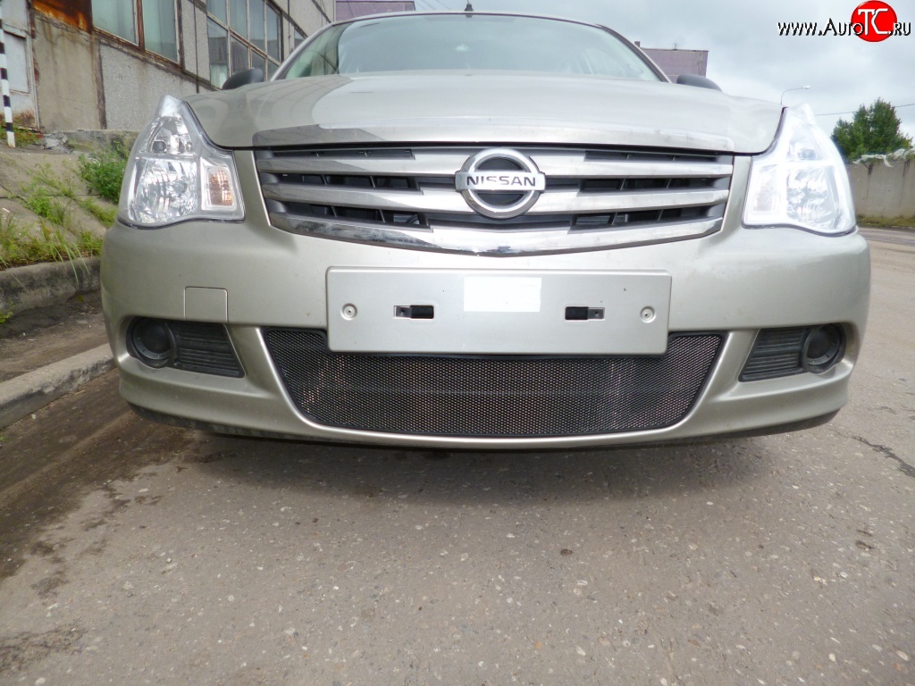 2 089 р. Сетка на бампер Russtal (черная) Nissan Almera G15 седан (2012-2019)  с доставкой в г. Самара
