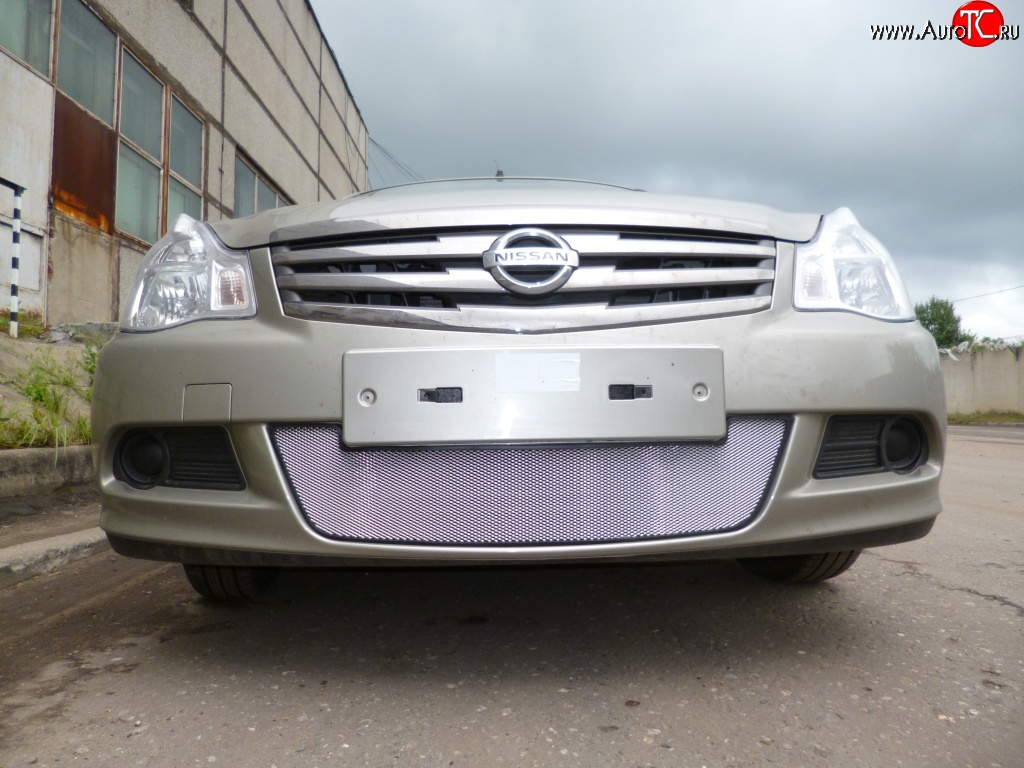 2 199 р. Сетка на бампер Russtal (хром) Nissan Almera G15 седан (2012-2019)  с доставкой в г. Самара