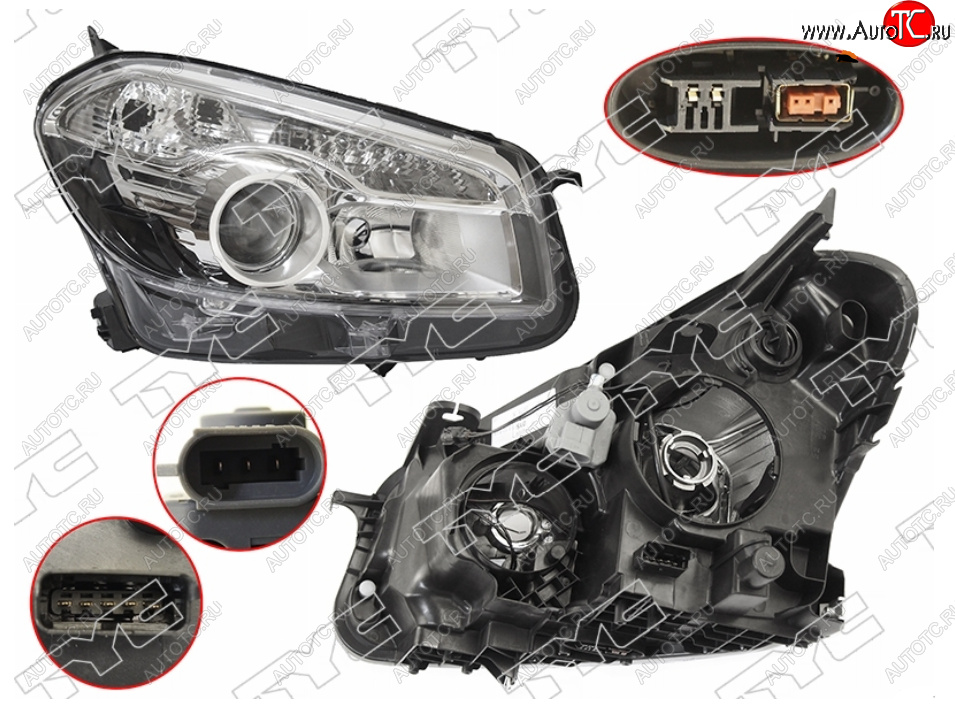 17 599 р. Правая фара (ксенон, с электрокорректором, Евросвет) TYC Nissan Qashqai 1 J10 рестайлинг (2010-2013)  с доставкой в г. Самара