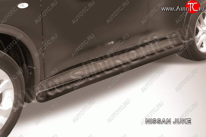 10 349 р. Защита порогов d57 Slitkoff Nissan Juke 1 YF15 рестайлинг (2014-2020) (сталь с полимерным покрытием, цвет черный)  с доставкой в г. Самара
