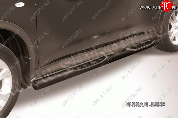 12 399 р. Защита порогов d76 Slitkoff Nissan Juke 1 YF15 дорестайлинг (2010-2014) (сталь с полимерным покрытием, цвет черный)  с доставкой в г. Самара