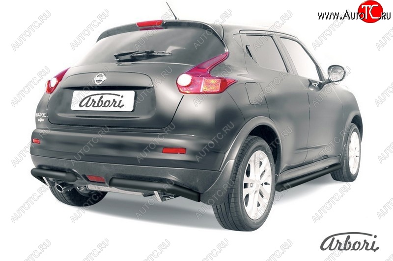 8 999 р. Защита заднего бампера Arbori (уголки, черная, 1 труба d57 mm). Nissan Juke 1 YF15 рестайлинг (2014-2020) (2WD)  с доставкой в г. Самара
