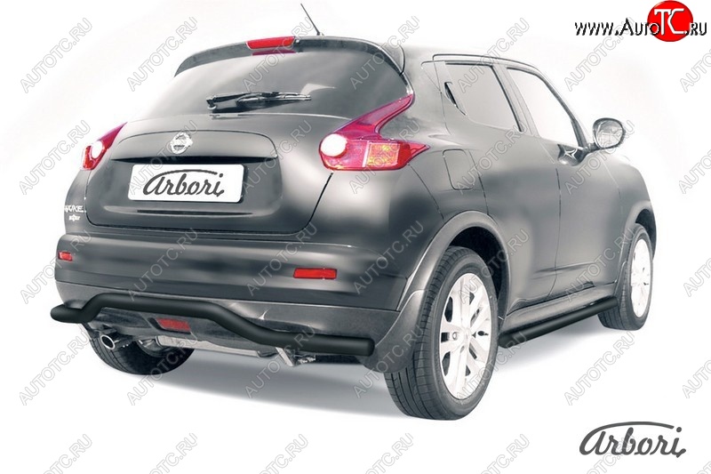 5 939 р. Защита заднего бампера 4WD Arbori (волна, черная, 1 труба d57 mm). Nissan Juke 1 YF15 рестайлинг (2014-2020)  с доставкой в г. Самара