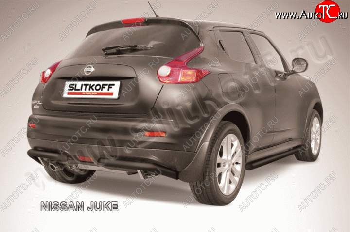 7 499 р. Защита заднего бампера из труб d57 Slitkoff (уголки, 57, 2WD) Nissan Juke 1 YF15 рестайлинг (2014-2020) (Цвет: серебристый)  с доставкой в г. Самара