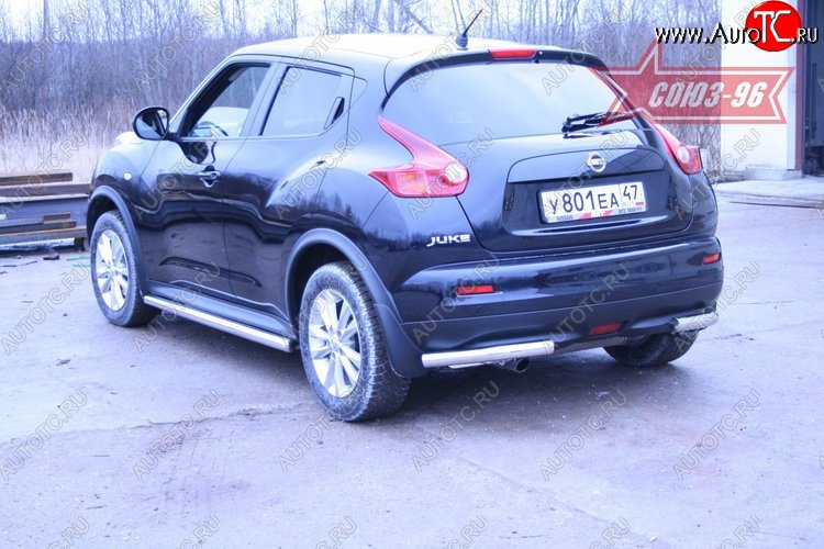 9 629 р. Защита заднего бампера из боковых уголков 4х4 Souz-96 (d60) Nissan Juke 1 YF15 рестайлинг (2014-2020)  с доставкой в г. Самара