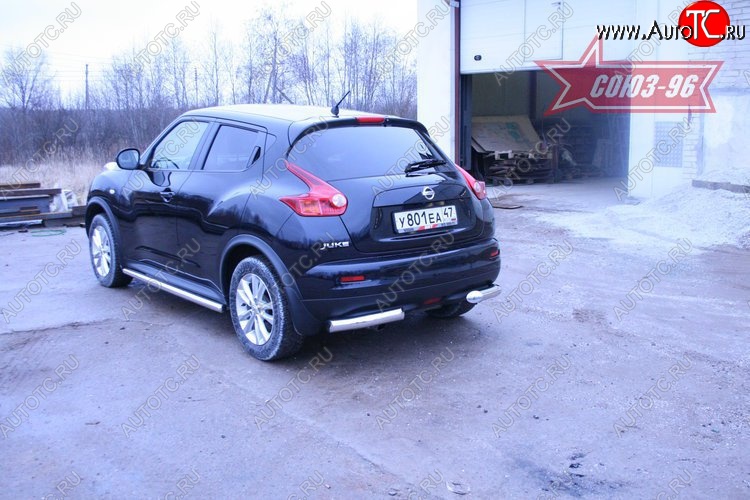 11 987 р. Защита заднего бампера из боковых уголков 4х4 Souz-96 (d76) Nissan Juke 1 YF15 рестайлинг (2014-2020)  с доставкой в г. Самара