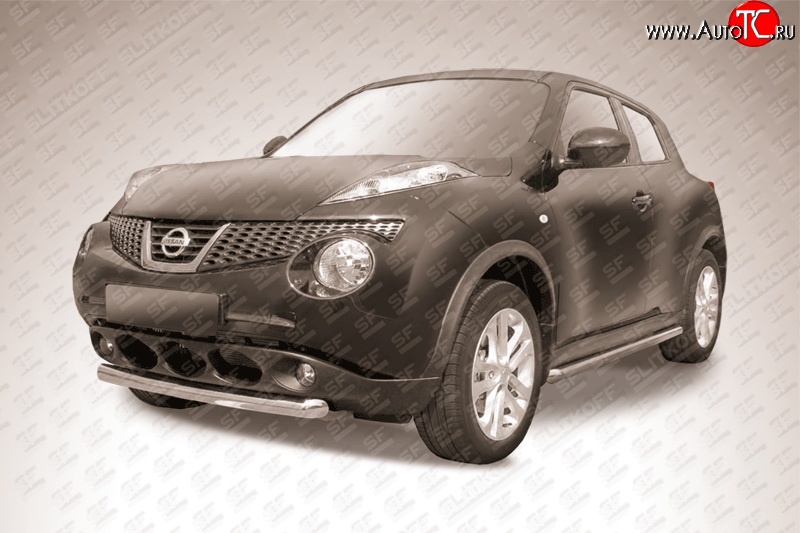 9 799 р. Защита переднего бампера из короткой трубы диаметром 57 мм Slitkoff Nissan Juke 1 YF15 дорестайлинг (2010-2014) (2WD)  с доставкой в г. Самара