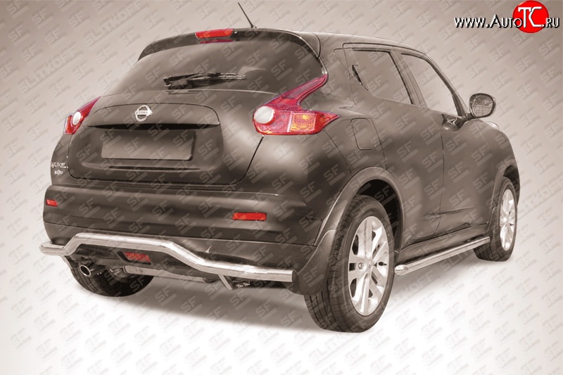 11 499 р. Фигурная защита заднего бампера диаметром 57 мм Slitkoff Nissan Juke 1 YF15 дорестайлинг (2010-2014) (2WD)  с доставкой в г. Самара