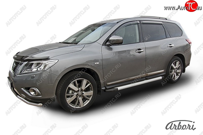 10 979 р. Порожки для ног Arbori Optima Silver Nissan Pathfinder R52 дорестайлинг (2012-2017)  с доставкой в г. Самара