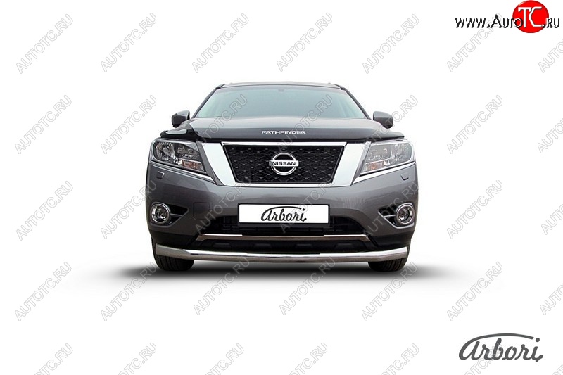 14 363 р. Защита переднего бампера Arbori (нержавейка, 1 труба d76 mm). Nissan Pathfinder R52 дорестайлинг (2012-2017)  с доставкой в г. Самара