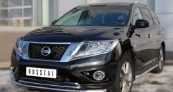 14 499 р. Защита переднего бампера (2 трубыØ63 и 42 мм, нержавейка) SLITKOFF Nissan Pathfinder R52 дорестайлинг (2012-2017)  с доставкой в г. Самара. Увеличить фотографию 2
