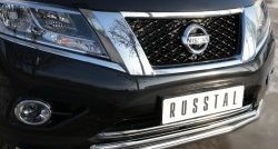 14 499 р. Защита переднего бампера (2 трубыØ63 и 42 мм, нержавейка) SLITKOFF Nissan Pathfinder R52 дорестайлинг (2012-2017)  с доставкой в г. Самара. Увеличить фотографию 3