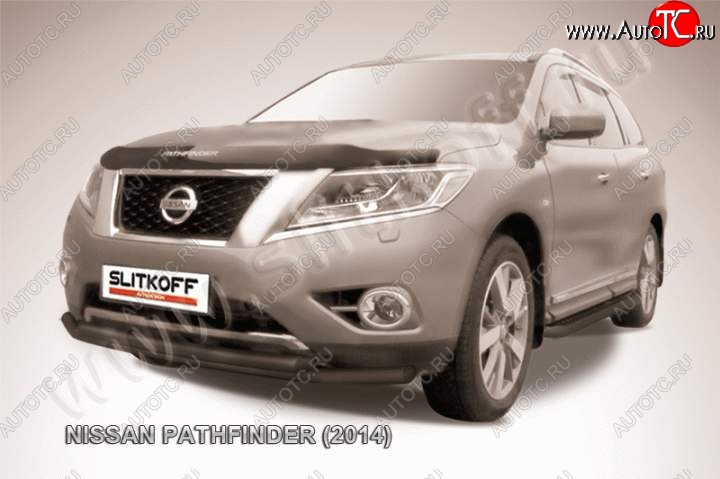 9 999 р. Защита переднего бампер Slitkoff Nissan Pathfinder R52 дорестайлинг (2012-2017) (Цвет: серебристый)  с доставкой в г. Самара