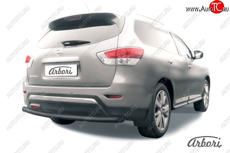 7 559 р. Защита заднего бампера Arbori (черная, 1 труба d76 mm). Nissan Pathfinder R52 дорестайлинг (2012-2017)  с доставкой в г. Самара