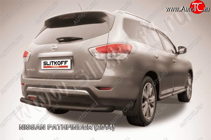 9 999 р. Защита задняя Slitkoff Nissan Pathfinder R52 дорестайлинг (2012-2017) (Цвет: серебристый)  с доставкой в г. Самара
