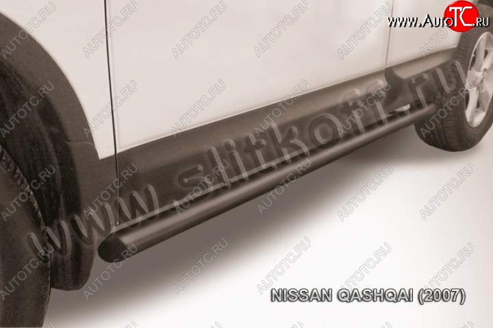9 899 р. Защита порогов Slitkoff Nissan Qashqai 1 дорестайлинг (2007-2010) (Цвет: серебристый)  с доставкой в г. Самара