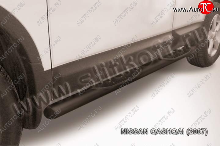 12 399 р. Защита порогов Slitkoff Nissan Qashqai 1 дорестайлинг (2007-2010) (Цвет: серебристый)  с доставкой в г. Самара
