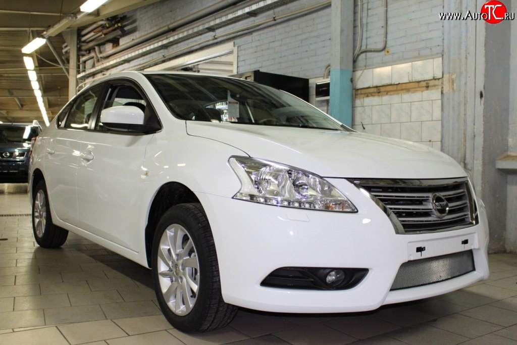 1 539 р. Сетка на бампер Russtal (хром) Nissan Sentra 7 B17 (2014-2017)  с доставкой в г. Самара