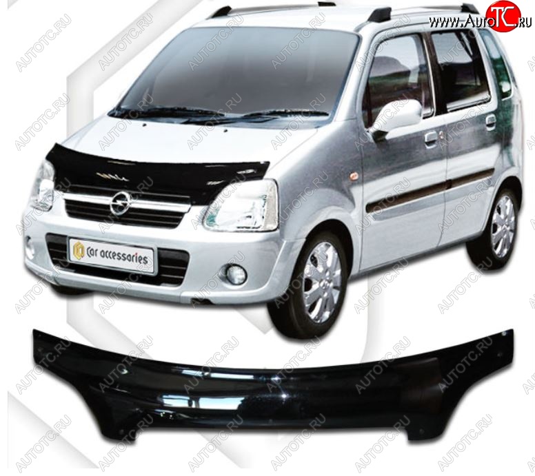 2 399 р. Дефлектор капота CA-Plastic Opel Agila A (2000-2007) (Classic черный, Без надписи)  с доставкой в г. Самара