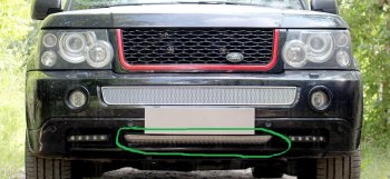 4 649 р. Защитная сетка в бампер (низ, ячейка 4х10 мм) Alfeco Премиум Land Rover Range Rover Sport 1 L320 дорестайлинг (2005-2009) (Хром)  с доставкой в г. Самара. Увеличить фотографию 2