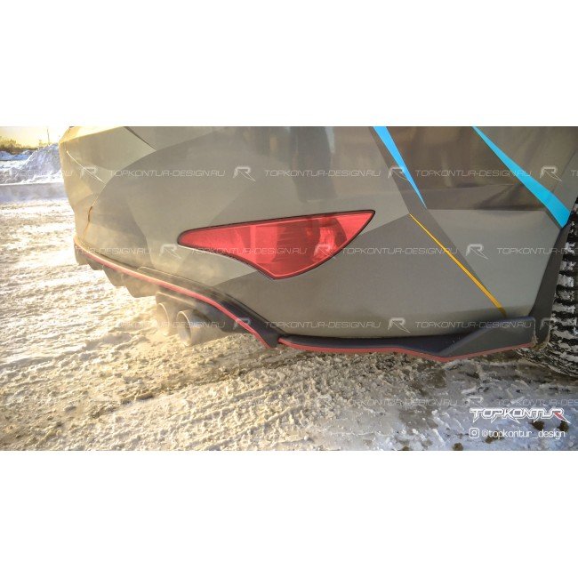2 099 р. Элероны заднего бампера TopKontur  Hyundai Solaris  RBr (2010-2017) седан дорестайлинг, седан рестайлинг (тисненая поверхность)  с доставкой в г. Самара