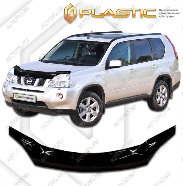 2 559 р. Дефлектор капота (exclusive) CA-Plastic Nissan X-trail 2 T31 рестайлинг (2010-2015) (Classic черный)  с доставкой в г. Самара