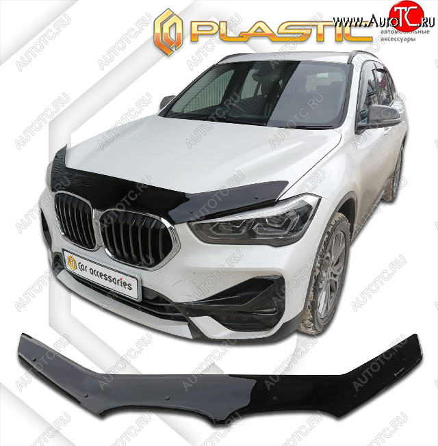 2 399 р. Дефлектор капота CA-Plastic BMW X1 F48 дорестайлинг (2015-2019) (classic черный, без надписи)  с доставкой в г. Самара
