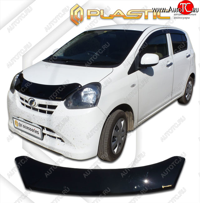 2 159 р. Дефлектор капота CA-Plastic Daihatsu Mira e:S LA300S,LA310S дорестайлинг (2011-2013) (classic черный, без надписи)  с доставкой в г. Самара