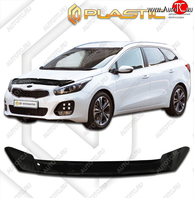 2 159 р. Дефлектор капота CA-Plastic KIA Ceed 2 JD дорестайлинг универсал (2012-2016) (classic черный, без надписи)  с доставкой в г. Самара