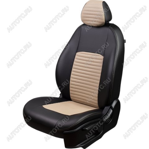 7 849 р. Комплект чехлов для сидений (РЗС 40/60. 2П Илана+Орегон) ТУРИН-3 Lord Autofashion Hyundai Accent 3 MC седан (2005-2011) (черный, вставка бежевая, строчка бежевая)  с доставкой в г. Самара
