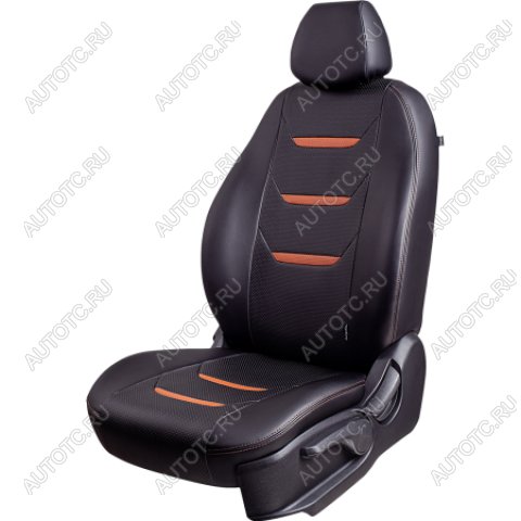 10 299 р. Комплект чехлов для сидений (РЗС 40/60 2Г Орегон) ТУРИН-2 Lord Autofashion KIA Cerato 2 TD седан (2008-2013) (черный, вставка черная/коричневая строчка коричневая)  с доставкой в г. Самара