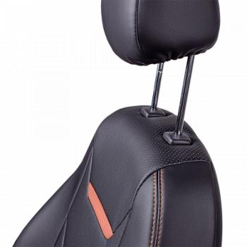 10 299 р. Комплект чехлов для сидений (РЗС 40/60 2Г Орегон) ТУРИН-2 Lord Autofashion KIA Cerato 2 TD седан (2008-2013) (черный, вставка черная/коричневая строчка коричневая)  с доставкой в г. Самара. Увеличить фотографию 8