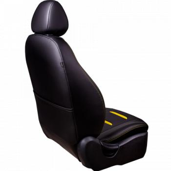 9 899 р. Комплект чехлов для сидений (к.Ambition РЗСиС 40/60 2Г Орегон) ТУРИН-2 Lord Autofashion Skoda Fabia Mk2 хэтчбэк дорестайлинг (2007-2010) (черный, вставка черная+желтая, строчка желтая)  с доставкой в г. Самара. Увеличить фотографию 2