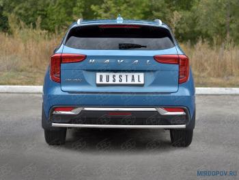 Защита заднего бампера d42 секции SLITKOFF Haval Jolion дорестайлинг (2020-2024) (нержавейка полированная)