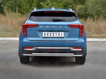 Защита заднего бампера d42*42 дуга SLITKOFF Haval Jolion дорестайлинг (2020-2024) (нержавейка полированная)